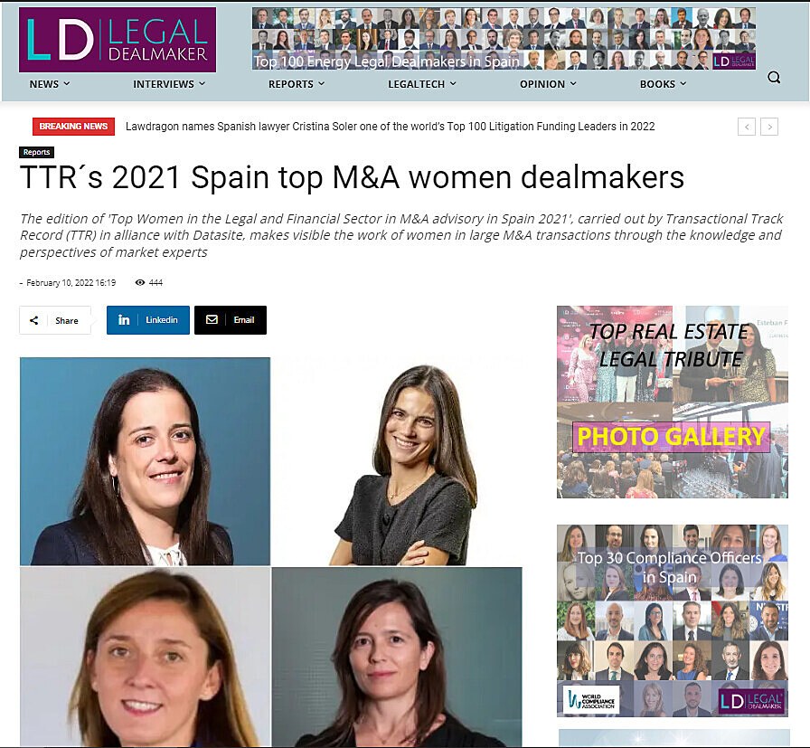 TTR's 2021 Spain top M&A women dealmakers